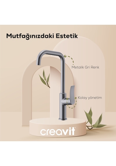 Creavit Lua Şelale Mutfak Armatürü Metalik Gri Bt.lu8500gr
