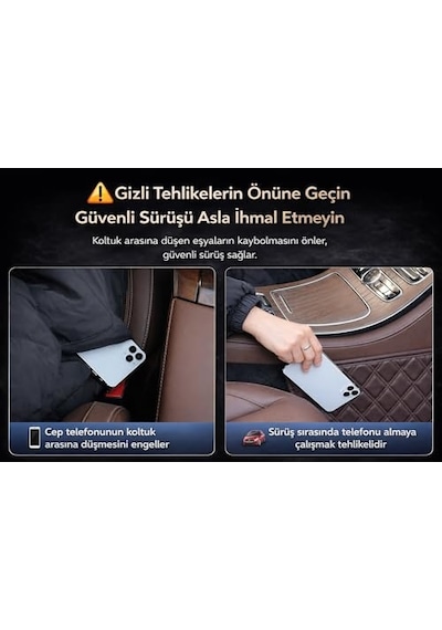 Araba Koltuk Arası Düşme Engelleyici Organizer, 2'li Set, Çok Fonksiyonlu Eşya Saklama Cebi, Siyah Renk Açık Kahverengi Araba Koltuk Arası Düşme Engelleyici Organizer, 2'li Set, Çok Fonksiyonlu Eşya Saklama Cebi, Siyah Renk Açık Kahverengi