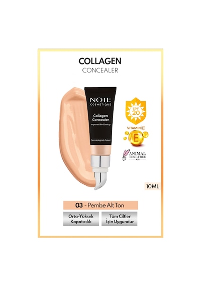 Note Cosmetique Collagen Concealer Spf 20 Kolajen Içerikli Göz Altı Kapatıcısı - 03 Orta Koyu