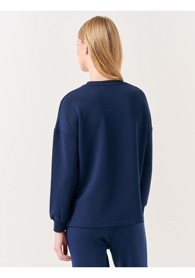 Jimmy Key Lacivert Bisiklet Yaka Uzun Kollu Oversize Sweatshirt Lacivert