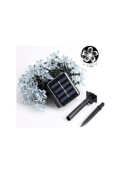 Solar Güneş Enerjili Çiçek Papatya Led 8 Mod Beyaz Dekorasyon Bahçe Teras Aydınlatması
