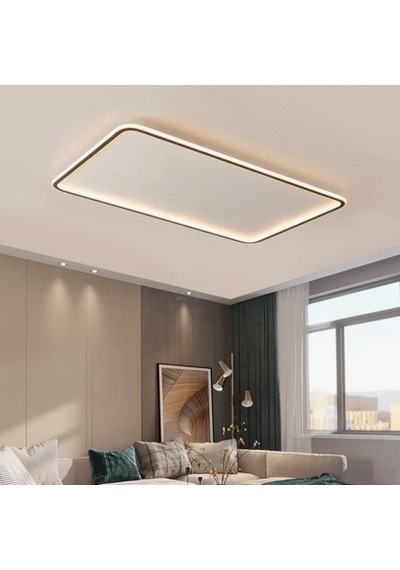 Siyah 90x60 cm Dikdörtgen 3000K Sarı Işık Led Tavan Lambası