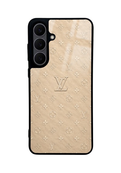 Samsung Uyumlu  S25 Fe Bej Gold Lv Tasarımlı Glossy Telefon Kılıfı