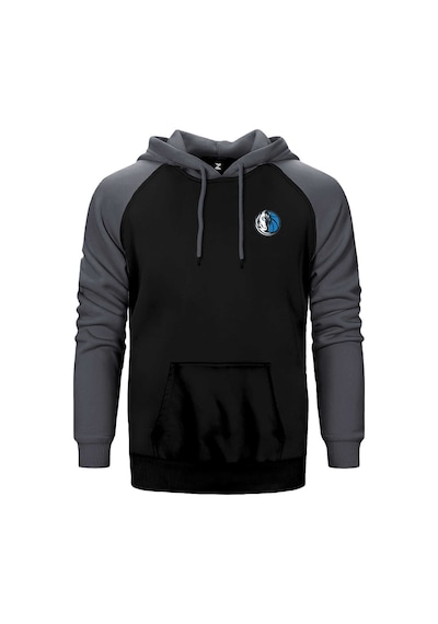 Dallas Mavericks Logo Gri Renk Reglan Kol Kapşonlu Sweatshirt Gri