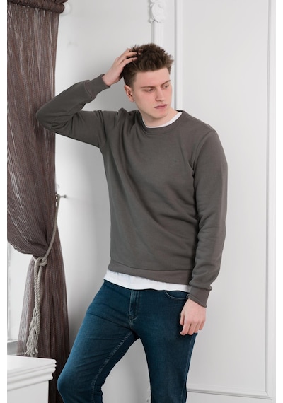 Slimfit Sıfır Yaka Basic 3 İplik Erkek Sweatshirt Antrasit