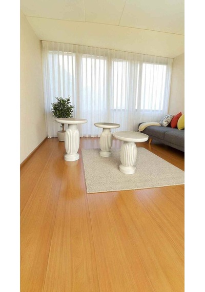 Ahşap Mantar Sehpa 3 Lü Set Krem Renk Modern Yan Sehpa Takımı - Zigon Sehpa Takımı Krem