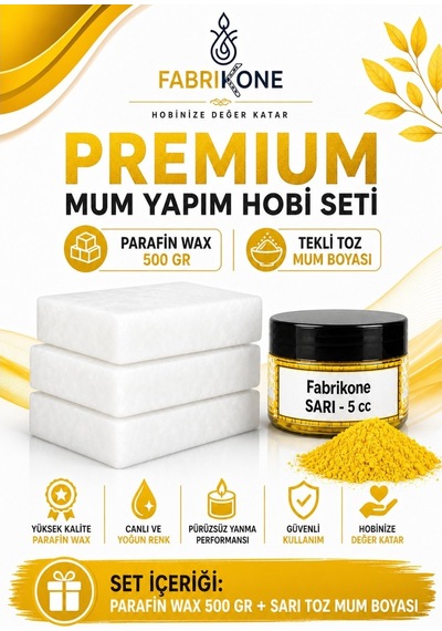 Premium Mum Yapım Hobi Seti - Parafin Wax 500 Gr - Tekli Toz Mum Boyası - Sarı Bkfabpw5001sr Karışık