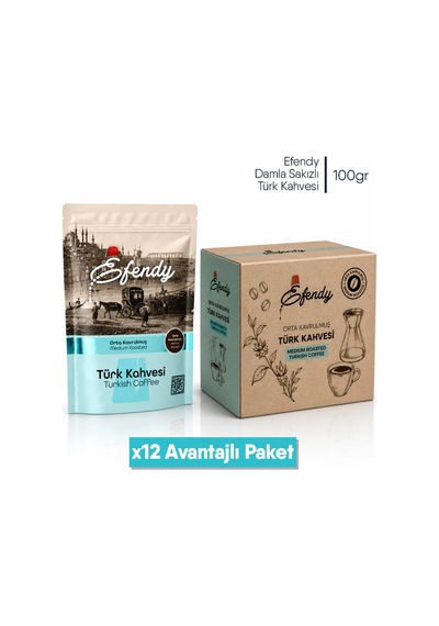 Shazel Efendy Geleneksel Damla Sakızlı Türk Kahvesi Doypack 100 Gr 12 Adet