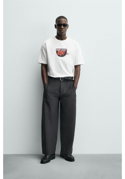 Modivibe Erkek Baskılı Oversize T-shirt Kalın Dokulu %100 Pamuk Geniş Kesim Beyazdart