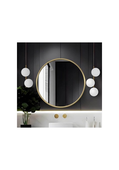 70x70 Yuvarlak Çerçeveli Dekor Aynası/banyo Aynası/dekoratif Makyaj Aynası Altın 70 X 70 Çok Renkli