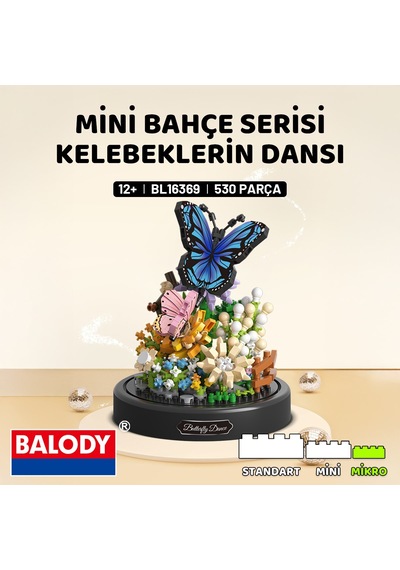 Balody Mini Bahçe Serisi Kelebeklerin Dansı Yapı Bloğu Seti 530 Parça