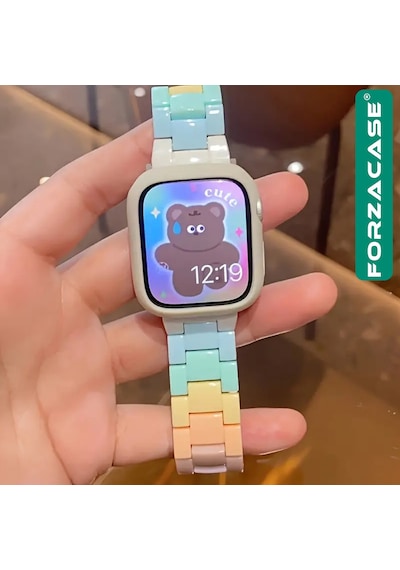 Forzacase Apple Uyumlu  Watch Se 40mm İçin Renkli Baklalı Kordon Kayış - Fc688 Beyaz