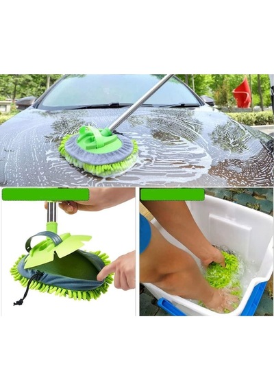 Universal Uyumlu Oto Yıkama Seti Mop Mikrofiber Bezli Teleskopik Saplı