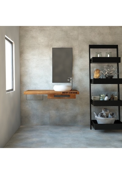 Deryawood  Genüs Ahşap Banyo Rafı 40*140*76 Açık Ceviz Çok Renkli