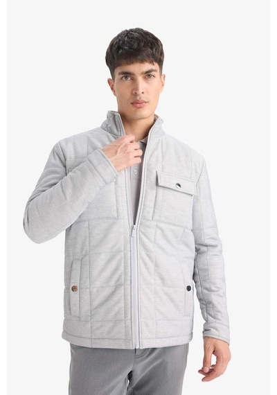 Defacto Slim Fit Dar Kesim Dik Yaka Astarlı Fermuarlı Cepli Kışlık Şişme Penye Mont E7888ax25augr221 Gri