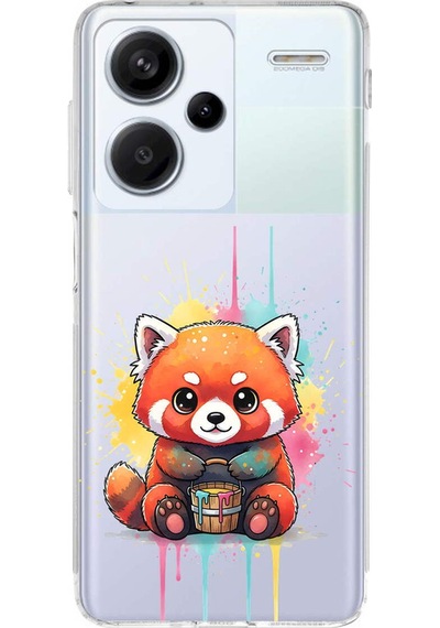 Redmi Note 13 Pro Plus İle Uyumlu Splash Tilki Tasarımlı Şeffaf Silikon Kılıf Şeffaf