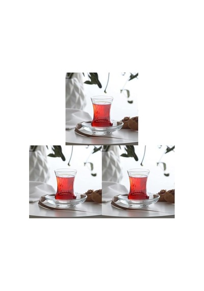 Lav İnci 6'lı Çay Bardağı 3lü Paket