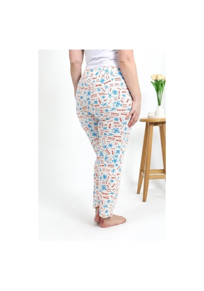 Mtm My The Mall Kadın Pamuklu Büyük Beden Alt Pijama Ekru Ekru