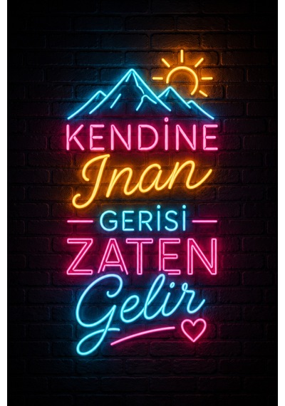 Neon Motivasyon Yazılı Mdf Tablo Kendine İnan Dekoratif Duvar Panosu 20x30 Cm