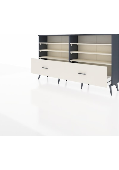 Arges Konsol 6 Raflı 2 Çekmeceli 176x30x99 Antrasit-aytaşı Antrasit-aytaşı