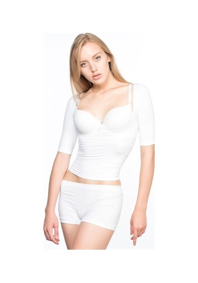 Emay 5014 Göğsü Açık Kollu Korse Body Beyaz - Beyaz