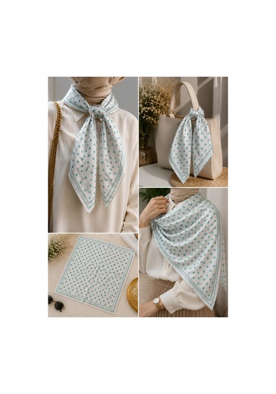 Genel Markalar Puantiyeli Fular 50x50 Yeşil - 921867102 Yeşil