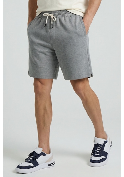 Tommy Life Gri Melanj Standart Fit Basic Arka Cepli Erkek Şort - 88314