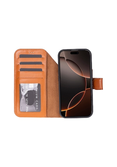 Bloomcase Magic Apple Uyumlu iPhone 17 Pro Max 6.9" Desert Tan Ayrılabilir Hakiki Deri Cüzdanlı Telefon Kılıfı Taba