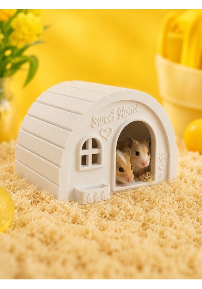 3d Baskı Hamster Evi Şık Beyaz Tasarım Kemirgen Yuvası Çıkarılabilir Tabanlı Hamster Kulübesi