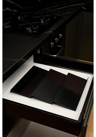 Color House 3 Adet Çekmece Içi Baharatlık Düzenleyici Stant Mutfak Dolap Içi Organizer Siyah Renk Z305 Tek Ebat Diğer