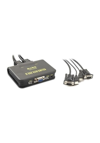 S-link SL- MPC4602 2 Port Vga 2 Port Usb 1.8M M/M Kablolu Otomatik Kvm Siyah Switch
