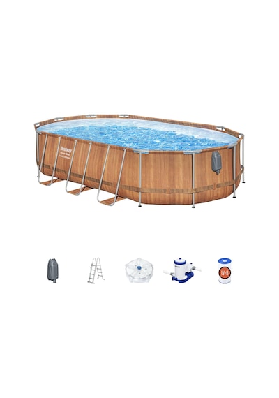 Bestway 56719 Power Steel Comfort Jet Serisi Prefabrik Yer Üstü Havuz Seti 6,10 M X 3,66 M X 1,22 M