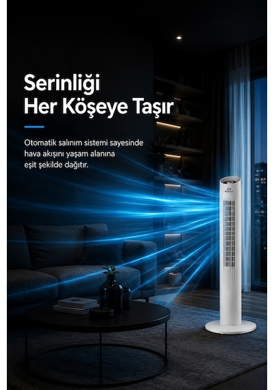 Ev-116 Dikey Kule Tipi Vantilatör Modern Tasarım Etkili Serinlik