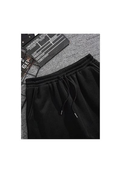 Tarzsokak Y2k Unisex Yaz Şort Bermuda Harajuka Anime Retro Kod-11397 Siyah
