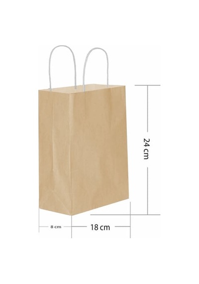Roll-up Kraft Çanta Naturel Küçük Boy 18x24cm 25 Adet 16'li Paket