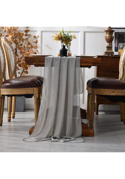 Masa Örtüsü, 72cm X 304cm Açık Gri Düğün Masa Örtüsü, Şifon Kumaş, Rustik Şeffaf Masa Dekoru, Romantik Nişan, Bebek Partisi Ve Doğum Günü Masaları İçin Çok Renkli Masa Örtüsü, 72cm X 304cm Açık Gri Düğün Masa Örtüsü, Şifon Kumaş, Rustik Şeffaf Masa Dekoru, Romantik Nişan, Bebek Partisi Ve Doğum Günü Masaları İçin Çok Renkli