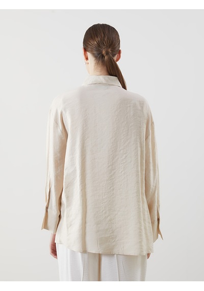 Lcw Modest Bej Loose Fit Kadın Gömlek Tunik