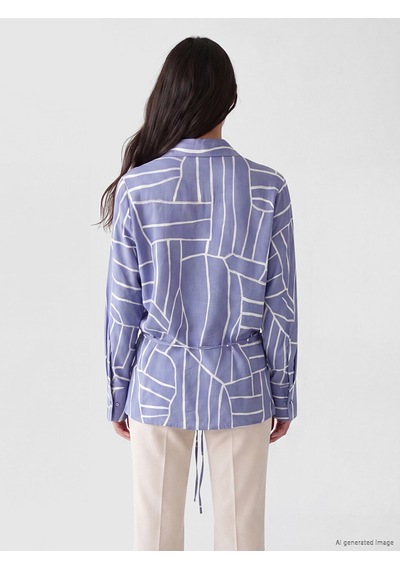 Lcw Everyday Mor Beli Kuşaklı Desenli Kadın Gömlek Tunik