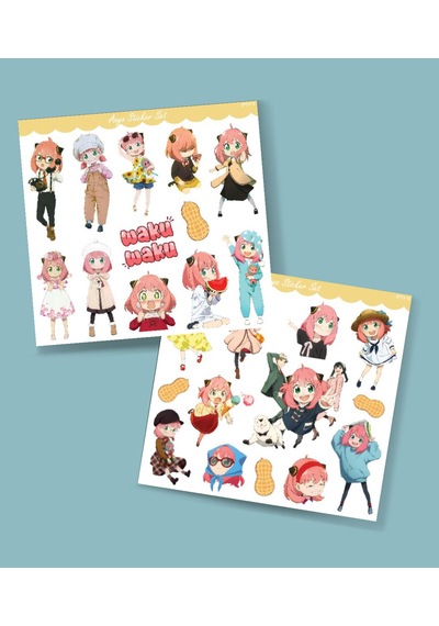 Spyxfamily-2 Li Anya Sticker Set Spy X Family Parlak Sticker Hediye Etiket Çıkartmaları Anime Süsleme Beyaz