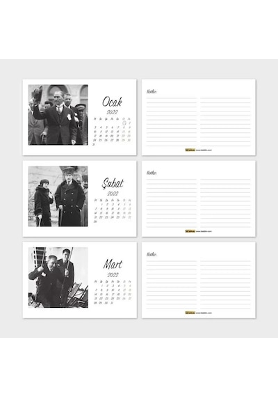 Atatürk Fotoğraflı 2027 Masa Takvimi Kraft Yatay Form