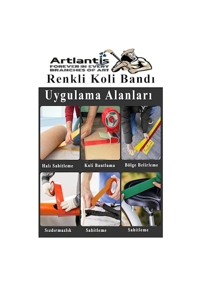 Siyah Koli Bantı 100 Metre 6 Adet 45mm X 100 Metre Renkli Koli Bandı Extra Güçlü Formül Akrilik Koli Bandı 6