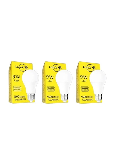 Lorex 9w Beyaz Işık Led Ampul 3adet