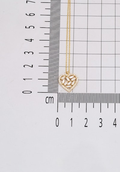Bilezikci Bagetli Kalp 14 Ayar Altın Kolye Sarı Altın