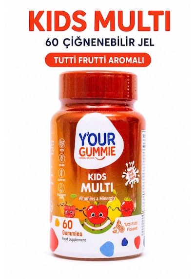 Y'our Gummie Çocuk Multivitamin ve Multimineral Gummies Portakal ve Çilek Aromalı 60 Gummies