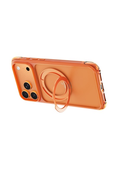 Apple iPhone Uyumlu 18 Pro Max Kılıf Wiwu Ag-203 Aeroguard Ultra Serisi M-safeli Airbag Standlı Kapak Turuncu