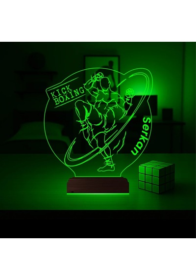 Luvivia Kick Box Boksör Hediye Kişiye Özel 3d Lamba - Masa Gece Lambası Şeffaf