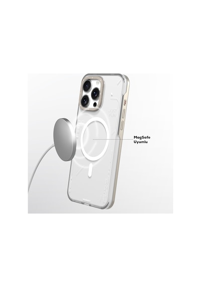 Apple iPhone 16 Pro Uyumlu Kılıf Magsafe Şarj Özellikli Çıkarılabilir Arka Yüzeyli Youngkit Mecha Gold