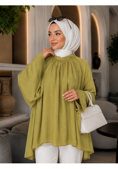 Esra Butik78 Tül Modal Astarlı Rahat Kalıp Tunik Beyaz & Yağ Yeşili Günlük Ve Şık Tesettür Kombini Esra Butik78 Tül Modal Astarlı Rahat Kalıp Tunik Beyaz & Yağ Yeşili Günlük Ve Şık Tesettür Kombini