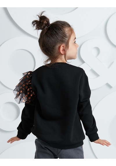 Denokids Mushi Sıkı Dostlar Tüllü Kız Sweatshirt Çok Renkli