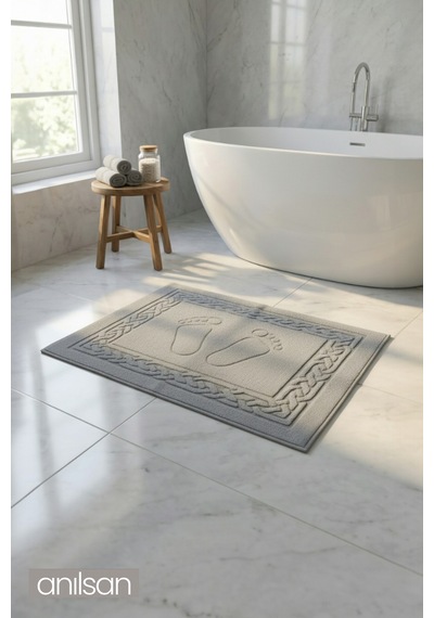 Antrasit Greek Ayak Havlusu - 50x70 Cm, 245 Gr, %100 Pamuk, Spa Ve Otel Banyo Paspası, Günlük Kullanıma Antrasit
